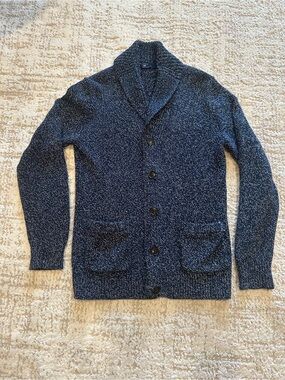 GAP Navy Blue Marled Cotton Shawl Collar Cardigan Sweater Size S